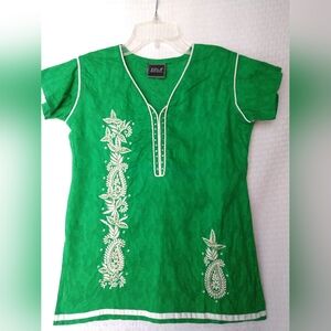 Girl's Indian Ethnic Tunic Top Green Girl's Large